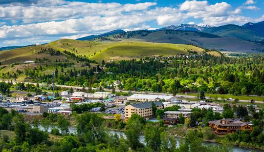 Scenic view of Missoula, Montana with mountains in the background